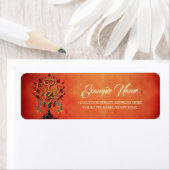 Gouden levensboom met rode edelstenen etiket (Insitu)