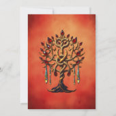 Gouden levensboom met rode edelstenen kaart (Achterkant)