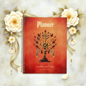 Gouden levensboom met rode edelstenen planner