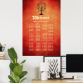 Gouden levensboom met rode edelstenen poster (Thuiskantoor)