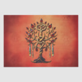 Gouden levensboom met rode edelstenen tissuepapier (Voorkant)