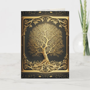 Gouden Levensboom Sierlijke Grafische Kunstkaart Kaart