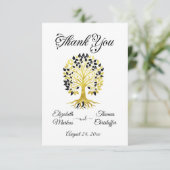 Gouden Levensboom Tijdloze Geavanceerde Bruiloft Bedankkaart (Staand voorkant)