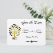 Gouden Levensboom Tijdloze Geavanceerde Bruiloft Save The Date (Staand voorkant)