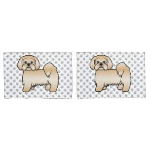 Gouden Lhasa Apso Schattige Cartoonhond Illustrati Kussensloop