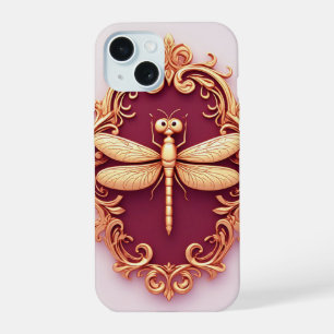 Gouden Libel Embleem Binnen Sierlijke Barok iPhone 15 Case