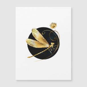 Gouden libel in zwarte cirkel