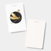 Gouden libel in zwarte cirkel badge (Voor- en achterkant)