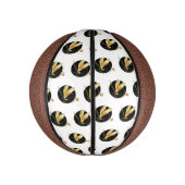 Gouden libel in zwarte cirkel basketbal (Verticaal)