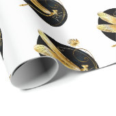 Gouden libel in zwarte cirkel cadeaupapier (Rol Hoek)