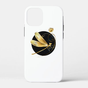 Gouden libel in zwarte cirkel Case-Mate iPhone case