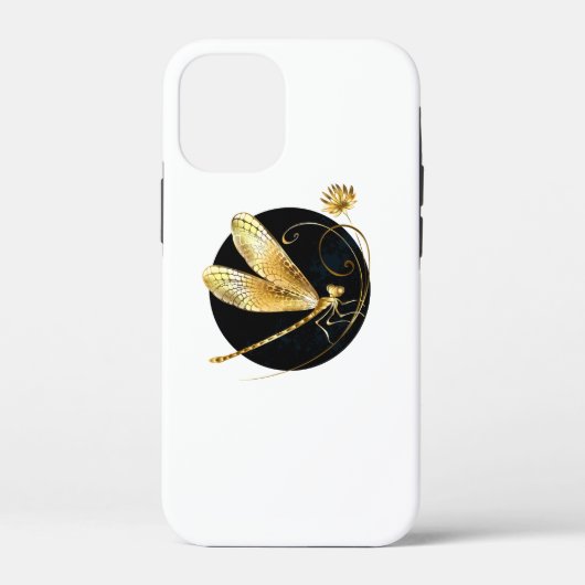 Gouden libel in zwarte cirkel Case-Mate iPhone case (Achterkant)