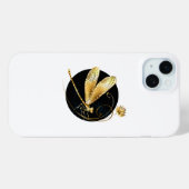 Gouden libel in zwarte cirkel Case-Mate iPhone case (Achterkant (horizontaal))