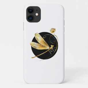 Gouden libel in zwarte cirkel Case-Mate iPhone case