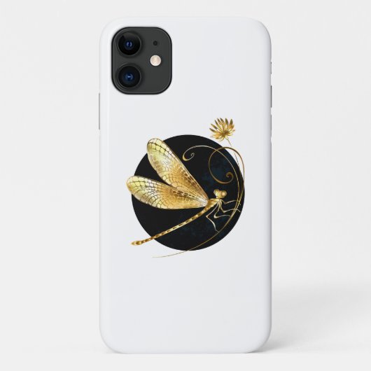 Gouden libel in zwarte cirkel Case-Mate iPhone case (Achterkant)