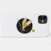 Gouden libel in zwarte cirkel Case-Mate iPhone case (Achterkant (horizontaal))