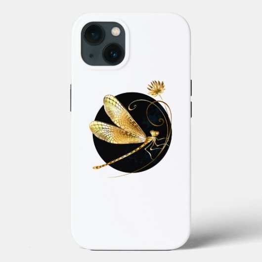 Gouden libel in zwarte cirkel Case-Mate iPhone case (Achterkant)