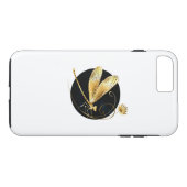 Gouden libel in zwarte cirkel Case-Mate iPhone case (Achterkant (Horizontaal))
