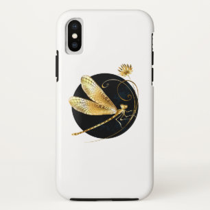 Gouden libel in zwarte cirkel Case-Mate iPhone case