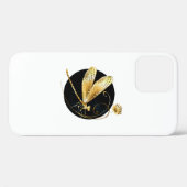 Gouden libel in zwarte cirkel Case-Mate iPhone case (Achterkant (horizontaal))