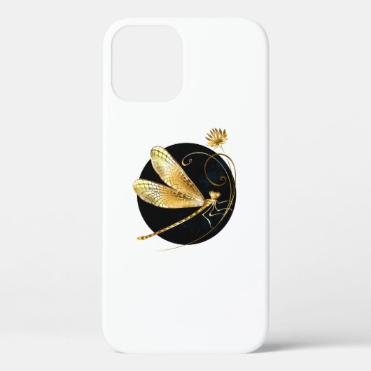 Gouden libel in zwarte cirkel Case-Mate iPhone case (Achterkant)