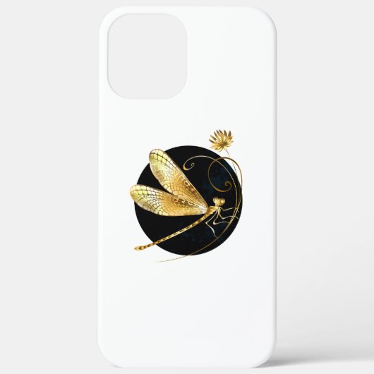 Gouden libel in zwarte cirkel Case-Mate iPhone case (Achterkant)