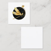 Gouden libel in zwarte cirkel contactkaartje (Voorkant / Achterkant)