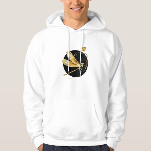 Gouden libel in zwarte cirkel hoodie (Voorkant)