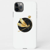 Gouden libel in zwarte cirkel iPhone hoesje (Achterkant)