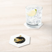 Gouden libel in zwarte cirkel kartonnen onderzetters (Insitu)