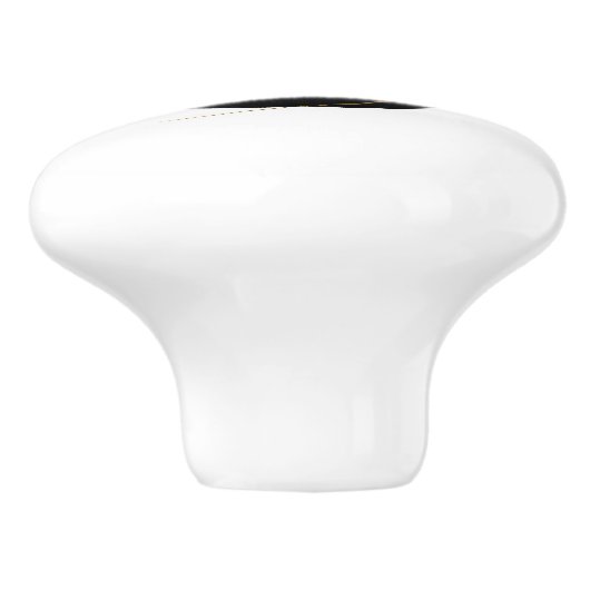 Gouden libel in zwarte cirkel keramische knop (Zijkant)