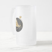 Gouden libel in zwarte cirkel matglas bierpul (Voorkant links)