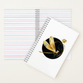 Gouden libel in zwarte cirkel notitieboek (Binnen)