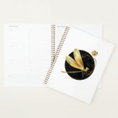 Gouden libel in zwarte cirkel planner (Display)