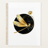 Gouden libel in zwarte cirkel planner (Voorkant)