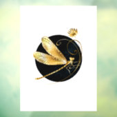 Gouden libel in zwarte cirkel raamsticker (Vel 3)
