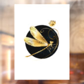 Gouden libel in zwarte cirkel raamsticker (Vel 2)