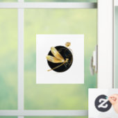 Gouden libel in zwarte cirkel raamsticker (Huis)