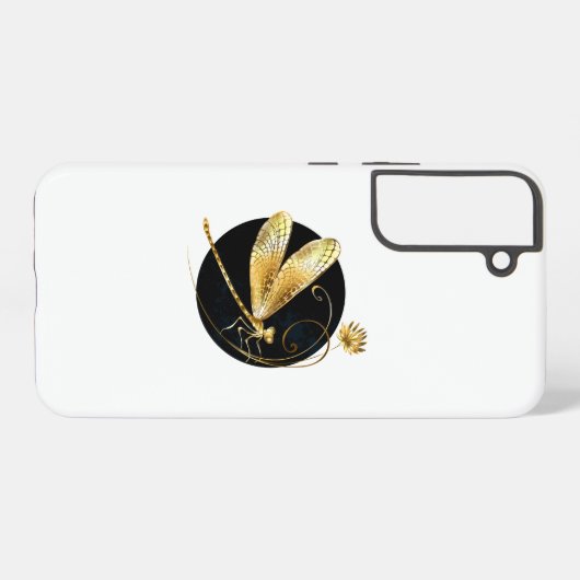 Gouden libel in zwarte cirkel samsung galaxy hoesje (Achterkant horizontaal)