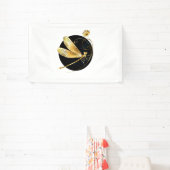 Gouden libel in zwarte cirkel spandoek (Insitu)