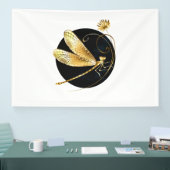 Gouden libel in zwarte cirkel spandoek (Beurs)