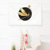 Gouden libel in zwarte cirkel spandoek (Insitu)