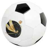 Gouden libel in zwarte cirkel voetbal (Drie kwart)
