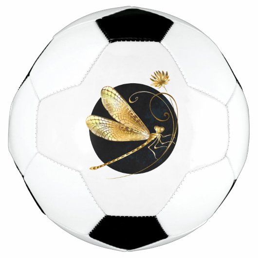 Gouden libel in zwarte cirkel voetbal (Voorkant)