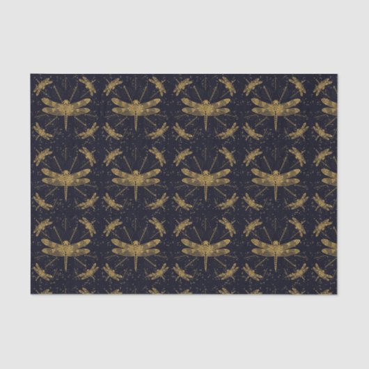 Gouden libel patroon - donker tissuepapier (Voorkant)