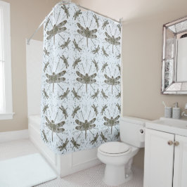 Gouden libel patroon - licht douchegordijn