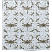 Gouden libel patroon - licht douchegordijn (Voorkant)