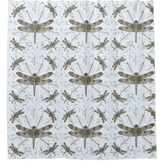 Gouden libel patroon - licht douchegordijn (Voorkant)