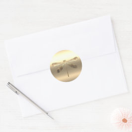gouden libel ronde sticker