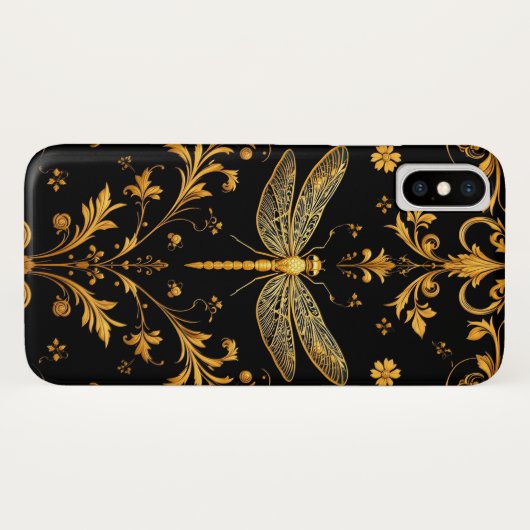 Gouden Libelle Bloemversiering Case-Mate iPhone Case (Achterkant (horizontaal))